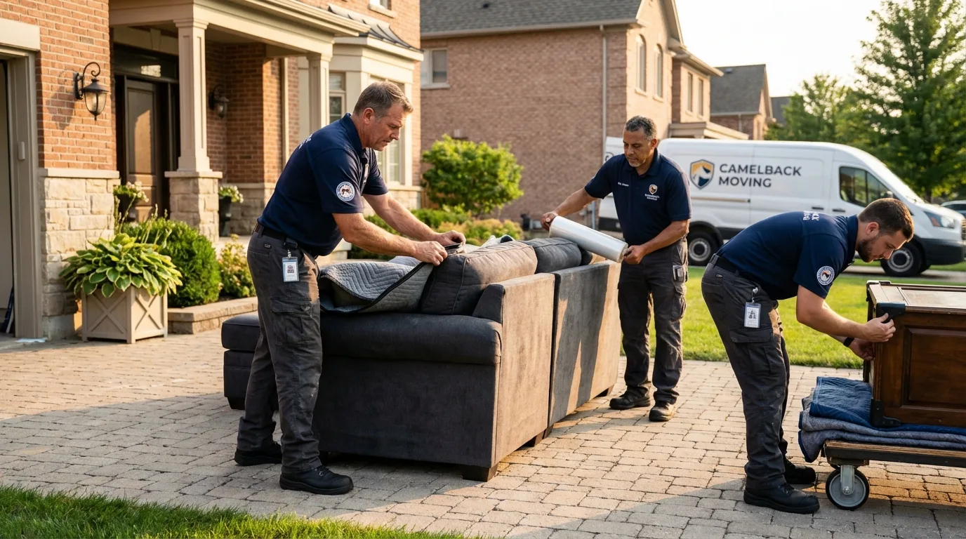 Large estate moving crew wrapping furniture in Lyons, CO