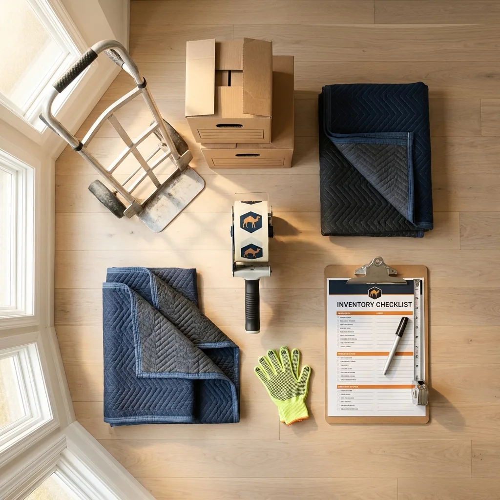 Professional moving supplies and packing materials layout for Lyons residential relocations